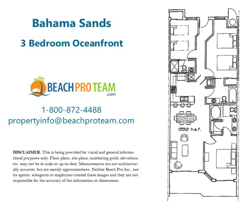 Bahama Sands Floor Plan B - 3 Bedroom Oceanfront